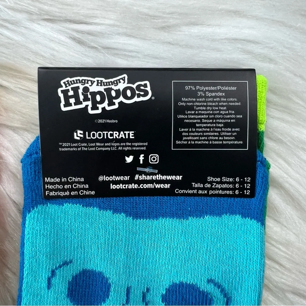 NWT Loot Wear Exclusive Hungry Hungry Hippos‎ Crew Socks